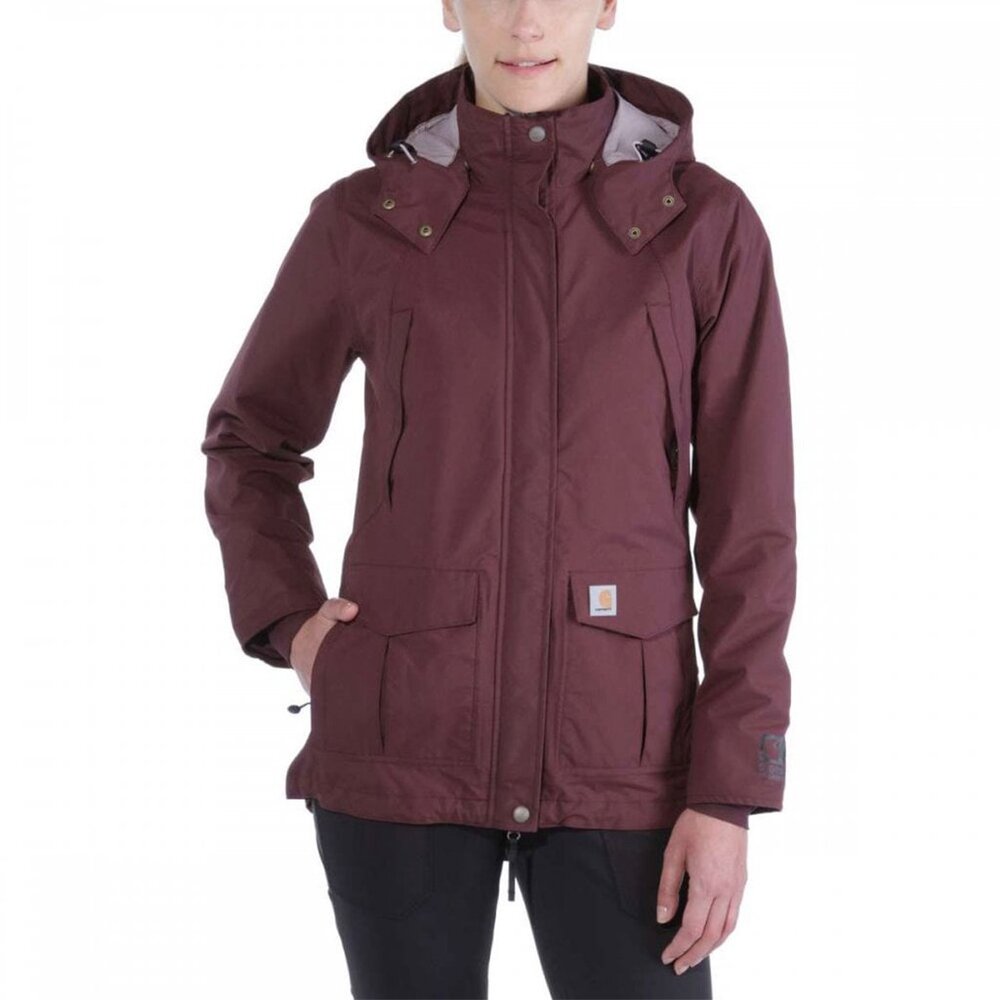 Carhartt Jacket Womens Size XL (16/18) Burgundy Shoreline Storm Defender Hooded - Picture 1 of 16